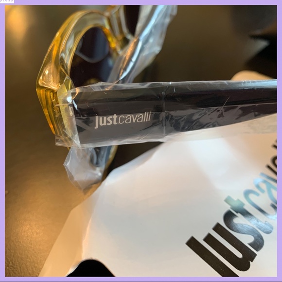 JUST CAVALLI SHINY YELLOW & SMOKE OVAL SUNGLASSES - Picture 6 of 12